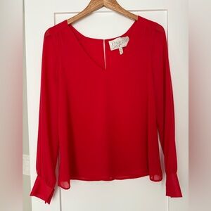 Rory Beca Cherry Red Long-Sleeve V-Neck Blouse